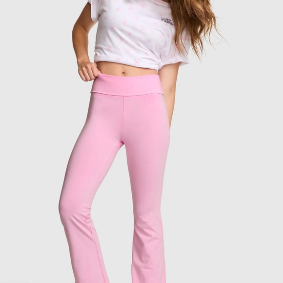 New LoveShackFancy x PINK  Cotton Foldover Flare Leggings W size Large - Picture 2 of 7